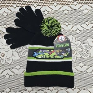 Nuevo con etiquetas Conjunto de sombrero y guantes de invierno tejido Tortugas Ninja adolescentes mutantes Nickelodeon para niños - Imagen 1 de 6