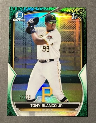 2023 Bowman Chrome Tony Blanco Jr  1st Green Grass Refractor /99 Pirates - Image 1 of 2