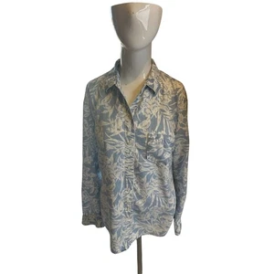 Tommy Bahama Women's Shirt Button Down with Pocket Sz S/P White & Blue - Picture 1 of 9