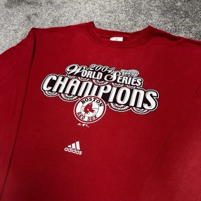 Camisa masculina Boston Red Sox grande vermelha Adidas manga longa beisebol liga principal de beisebol vintage 2004 - Imagem 1 de 4