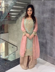 Women Dress Pakistani Salwar Kameez Readymade Suits Indian Wedding Party 3 Piece - Picture 1 of 5