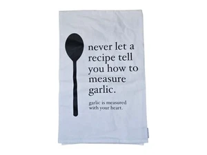 New With Tags Ruby's Rubbish Never Let a Recipe Tell ... Garlic White Tea Towel - Picture 1 of 6