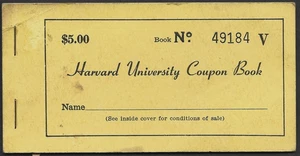 Libro de cupones de $5,00 de la Universidad de Harvard de los años 1940-1950 para estudiantes - Imagen 1 de 4