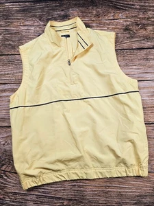 Alan Flusser Mens L Yellow Golf Vest Sleeveless Windbreaker Pockets EUC - Picture 1 of 8