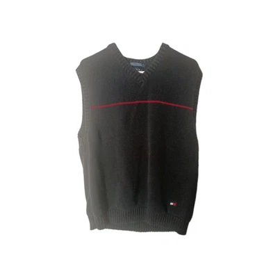 Tommy Hilfiger Hombre XL Negro/Rojo Cuello en V Chaleco Foto 1 de 4