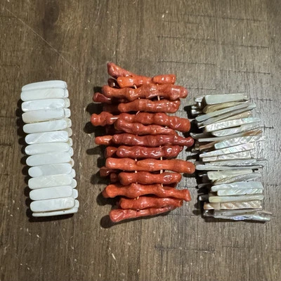 3 Stretch Bracelets Pearlized Shell, Coral Branch, Mother of Pearl in VGC! - Image 1 of 4