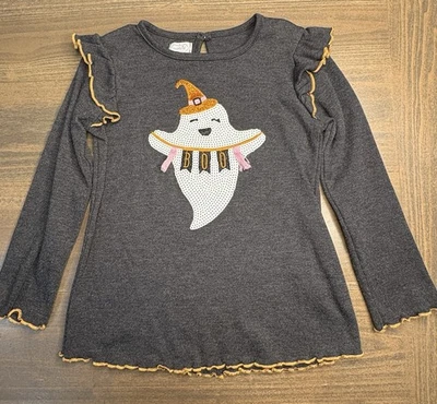 Mud Pie Ghost top with sequins and orange glitter size 4t-5t - Image 1 of 4