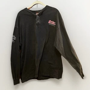VTG Harley Davidson Shirt Men's XL Black Long Sleeve Quarter Button Up Vegas - Picture 1 of 6