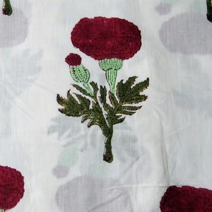 10 Yard Handmade Indian Hand Block Printed Cotton Fabric Sanganeri Running Voile - Picture 1 of 5