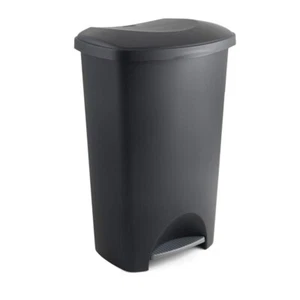 Stylish 50L Black Kitchen Utility Bin with Silver Pedal - Perfect for Families - Picture 1 of 10
