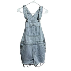 Old Navy Denim Cutoff Bib Overall Shorts Light Blue Cotton Womens Sz S - Picture 1 of 5