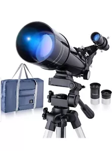 70mm Astronomy Telescope for Kids Adults Beginners, 16~67X Powerful Refractor - Picture 1 of 12