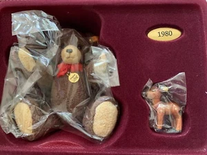 ❤ STEIFF 1984 Teddybär Petsy & Zinn Boeky Reh von Enesco 5" Porzellan Lt Ed❤ - Bild 1 von 3