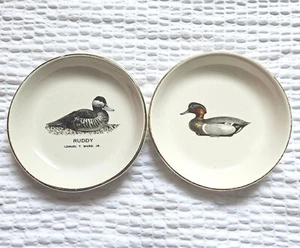 Duck Decoy Porcelain Dish Lot -2 Connecticut Fairfield Ducks Unlimited Gold Trim - Picture 1 of 5