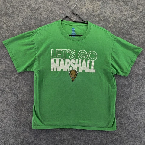Marshall Thundering Herd Shirt Adult Men's Large Green College Football Let's Go Cover