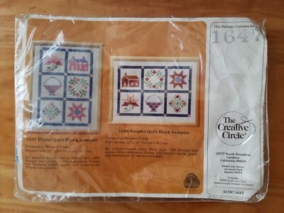 Creative Circle 1647  Vintage Cross Stitch Kit Pastel Quilt Block Sampler  - Image 1 of 4