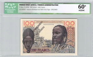 Aof & Togo Specimen 100 Francs (1956) Pick 46s ICG 60 - Picture 1 of 2