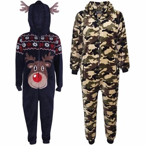 Kids Girls Boys Extra Soft CAMOUFLAGE ARMY & REINDEER A2Z Onesie One Piece XMAS - Picture 1 of 16
