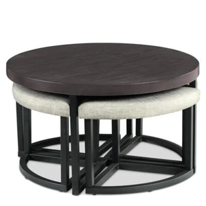 Steve Silver Yukon Black Metal Base Coffee Table with Stools - Picture 1 of 11