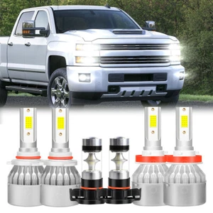 6X 6000K LED Headlights Fog Light Bulbs For Chevy Silverado 1500 2500 2007-2015 - Picture 1 of 12