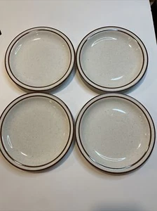 "Platos de pan vintage Syracuse China marrón moteado rayas 6"" artículos de restaurante x4" - Imagen 1 de 17