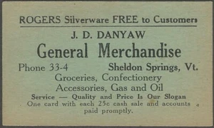 Tarjeta de redención Rogers Silverware en tienda general de Sheldon Springs Vermont - Imagen 1 de 2