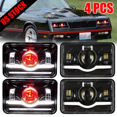 4pc 4x6'' LED Headlights Hi/Lo DRL For Chevrolet Monte Carlo 1980-1988 El Camino Foto 1 de 4