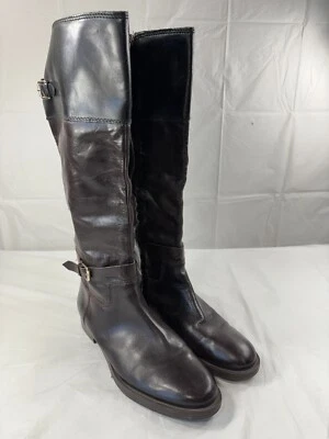 Botas de montar altas de cuero marrón oscuro Enzo Angiolini Eaeero talla 9 Foto 1 de 4