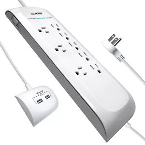 8 Outlet 25FT Surge Protector Power Strip with Separated 2 USB Ports Strip,White - Picture 1 of 6