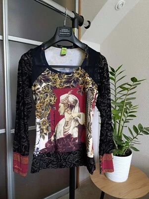 SAVE THE QUEEN Y2K НАПЕЧАТАННЫЙ ГРАФИЧЕСКИЙ СЕТЧАТЫЙ ТОП С ДЛИННЫМ РУКАВОМ - Изображение 1 из 4