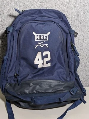 Nike Grande Multi Bolsillo Cremallera Mochila Deportes Béisbol Azul No.42 MLB Foto 1 de 4