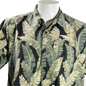 Cooke Street Hawaiian Shirt 2XL Tropical Leaves Floral Black Green - Picture 1 of 6