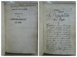 Rare MS XVII° : TRAITTE DE L'INFAILLIBILITE DU PAPE. Ex libris Avignon. - Foto 1 di 24