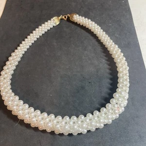 16” Faux Pearl Textured statement Necklace B145 - Picture 1 of 4