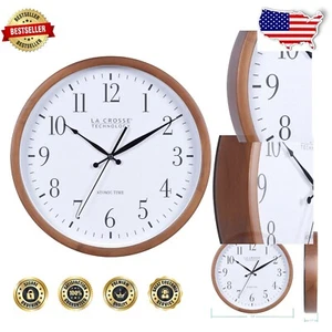 Precision 12.8" Atomic Analog Clock - Indoor Modern Decor Essential - Picture 1 of 8