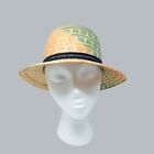 Vintage Womens 90s Straw Hat Sun Saks 5th Ave Cloche Orange Green