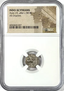 Indo-Scythians Azes I/II after c.58 BC AR Drachm - Ancient Coin Certified by NGC - Picture 1 of 3