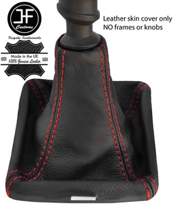 RED STITCH TOP GRAIN LEATHER GEAR GAITER FITS VAUXHALL OPEL VECTRA C 02-08 - Picture 1 of 3