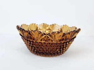 8" Imperial Glass-Ohio Early American Pointed Hobnail Amber Round Serving Bowl - Picture 1 of 13