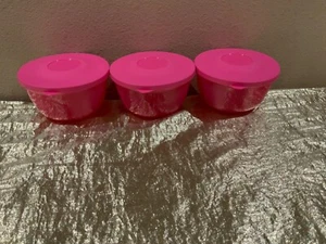 New Set of 3 Tupperware Mini Serving Center Cold Savers Bowls Fuchsia Color - Picture 1 of 11