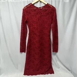 Vestido ajustado Maurices para mujer talla pequeña S rojo encaje superpuesto manga larga - Imagen 1 de 10