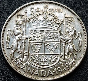 Moneda de medio dólar de plata de Canadá 1949 - buena fecha - excelente estado - Imagen 1 de 2