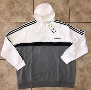 Mens Adidas Originals Itasca Half Zip Hoodie White NWT - Picture 1 of 4