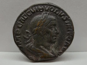 Roman Empire Volusian 251-253 AD AE Sestertius Tooled #KTM10490 - Picture 1 of 2