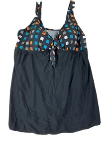 Meet.Curve Women's black Checkered Printed Color One Piece Swimsuit-(3X-Large) - Picture 1 of 12
