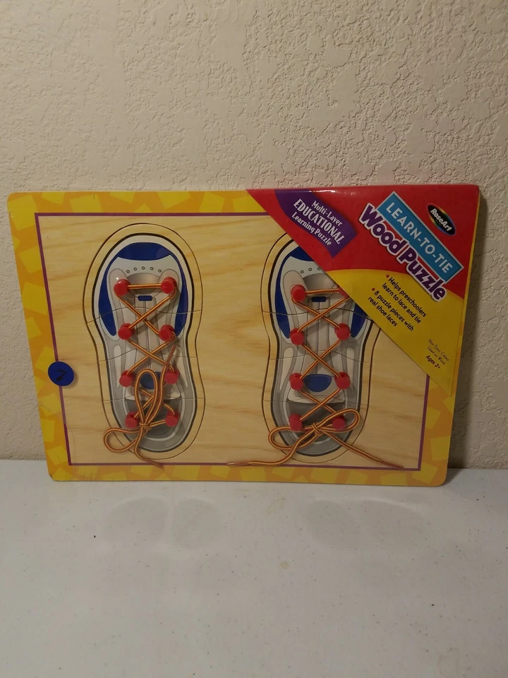 Roseart Children's Kids Learn-To-Tie Wood  Educational Puzzle New - Image 1 of 4