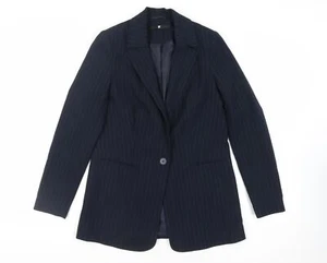 Very Womens Blue Striped Jacket Blazer Size 8 Button - Picture 1 of 10