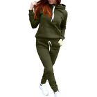 Women Solid Color Hooded Sweatshirt And Pant Tracksuit Sport Suit