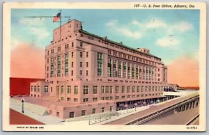 Vintage Atlanta Georgia GA US Post Office 1940er Ansicht Leinen Postkarte - Bild 1 von 2