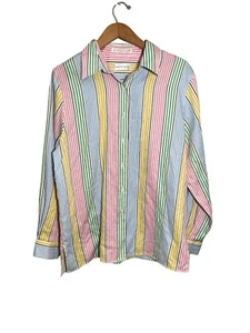 Mark, Fore & Strike Vertical Stripe Top Womens 12 Buttons Long Sleeve Multicolor - Picture 1 of 6